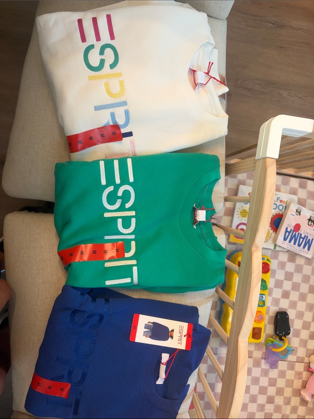 Esprit Crewneck Sweatshirt Set — White, Green, Blue